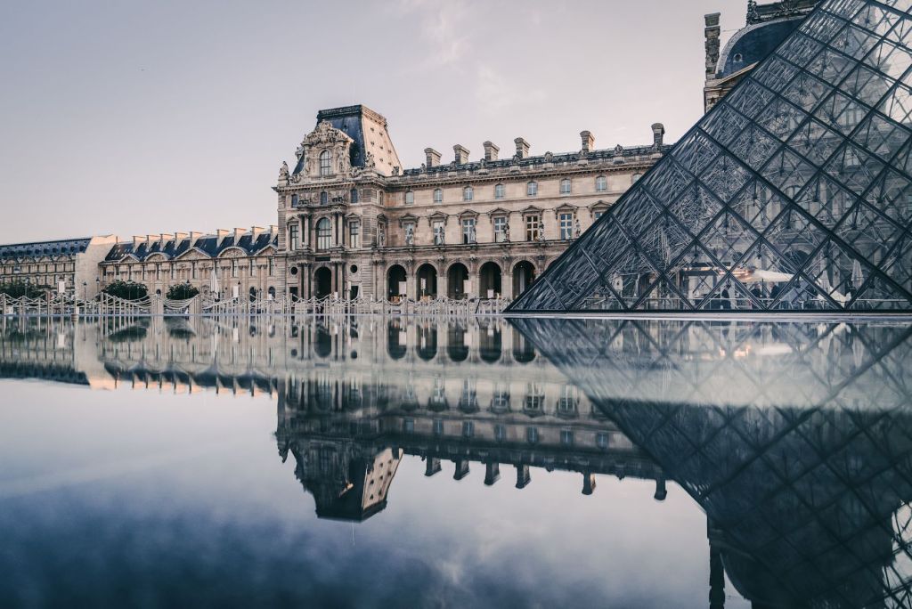 The Louvre is an iconic landmark in Paris. It is also the largest collection of art in the world.