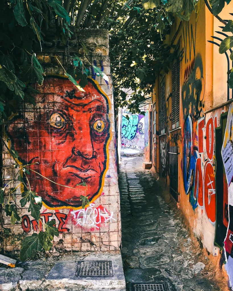 Plaka is a historic neighborhood with labyrinthine paths and cool graffiti.
