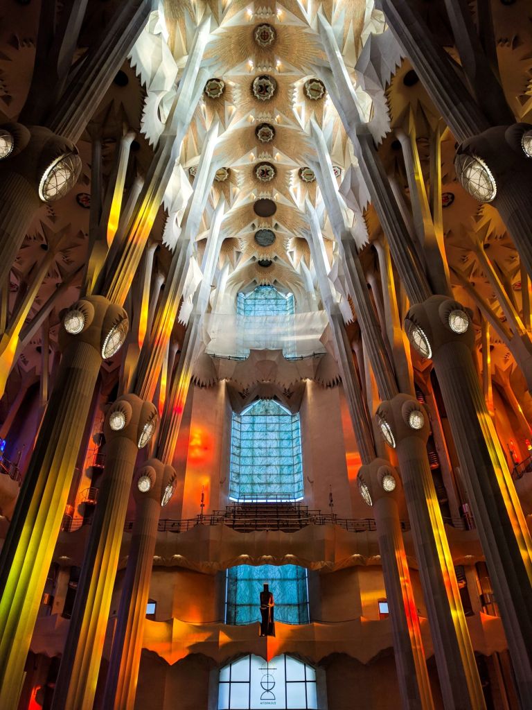 Sagrada Família is the most iconic building in Barcelona. The church is a masterpiece of architecture unlike anything you've ever seen with a whole forest of colorful columns.